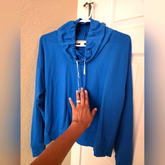 Blue Hoodie with Drawstring - Picture 2 of 7